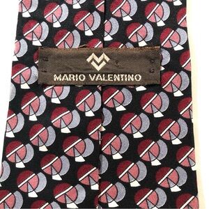 Mario Valentino 100% Italian Silk Men’s Tie Made in USA Geometric Circle Pattern